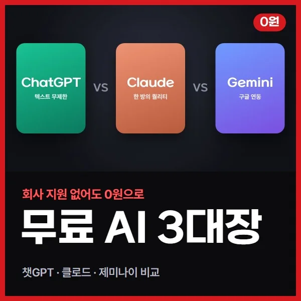 챗GPT·클로드·제미나이 무료 버전 비교, 셋 다 유료로 쓰는 사람이 정리한 0원 활용법 (2026년 10월)
